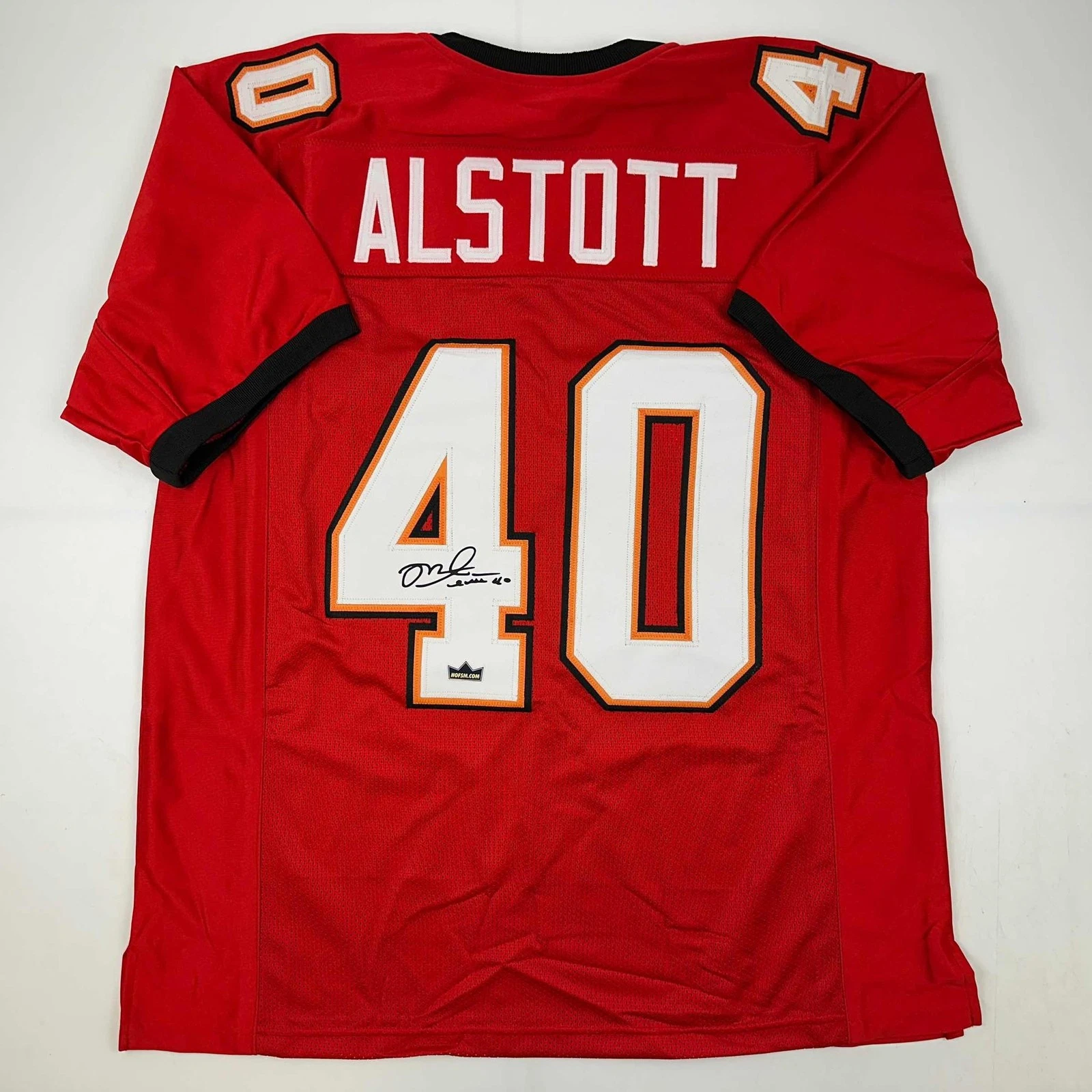 Facsimile Autographed Mike Alstott Tampa Bay Red Jersey Size Men's XL