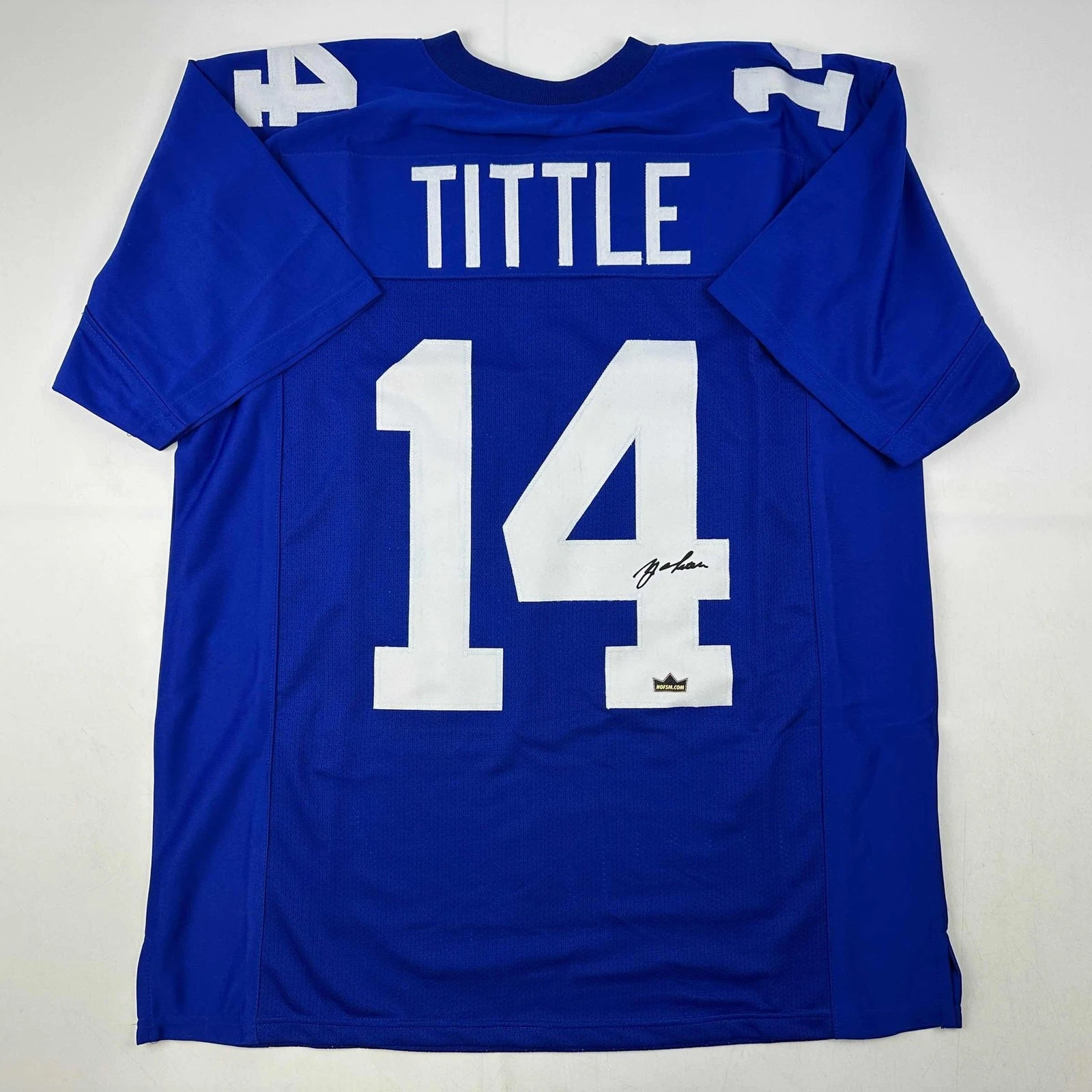 Facsimile Autographed Y.A. YA Tittle New York Blue Jersey Size Men's XL