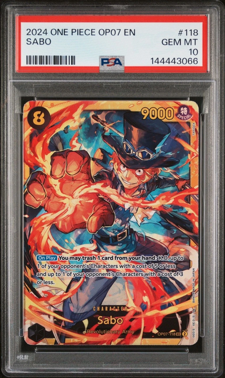 Graded 2024 One Piece Sabo #118 Trading Card Game PSA 10 Gem Mint