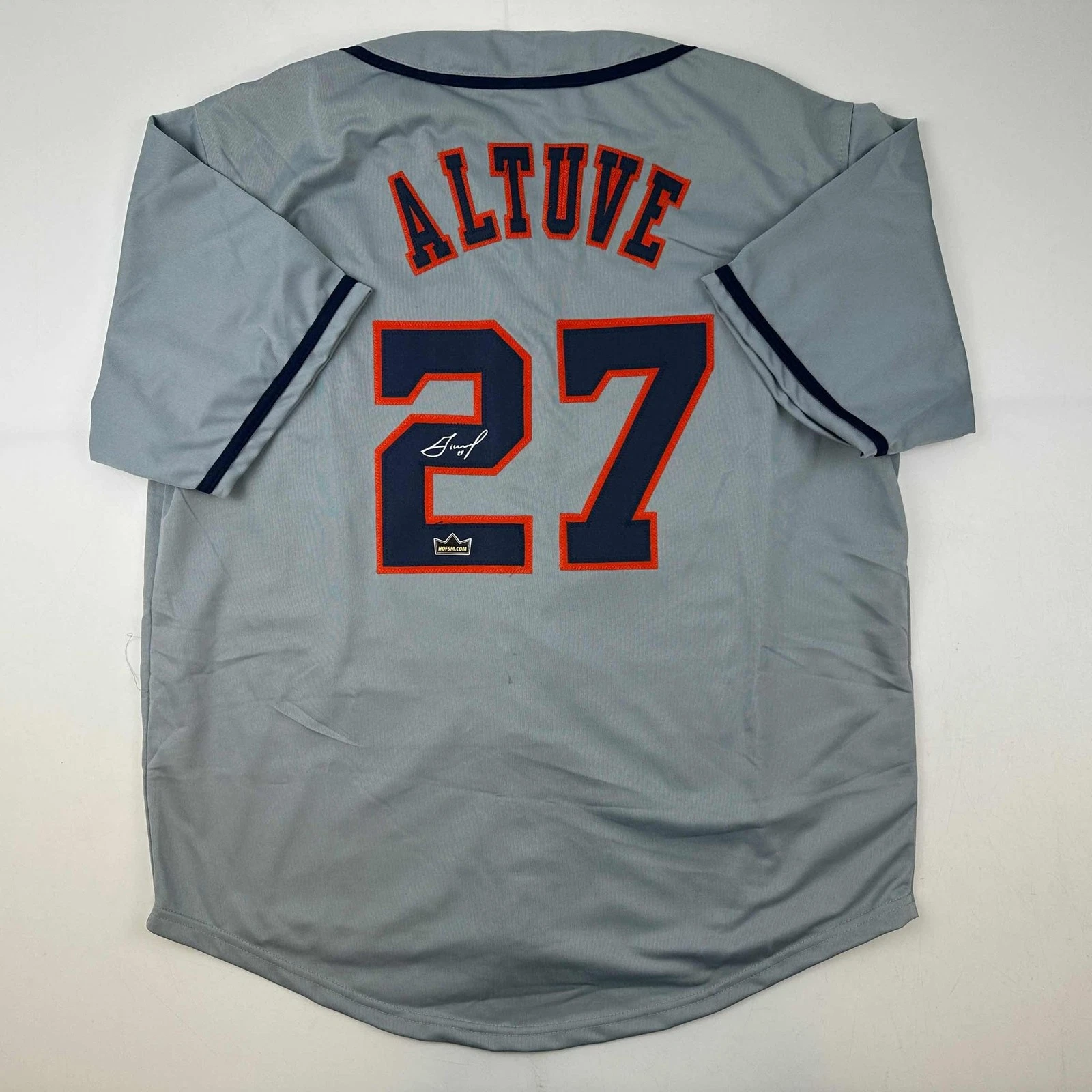 Facsimile Autographed Jose Altuve Houston Grey Reprint Jersey Size Men's XL