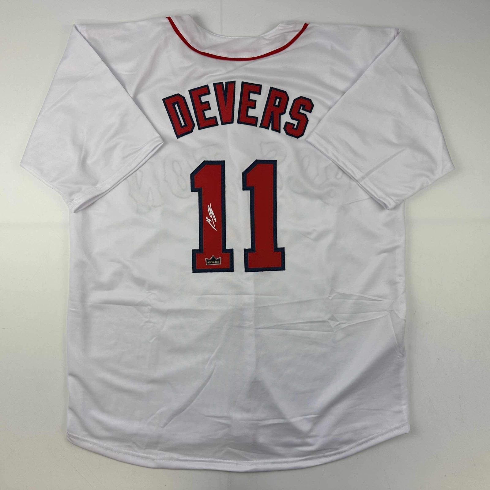 Facsimile Autographed Rafael Devers Boston White Reprint Jersey Size Men's XL
