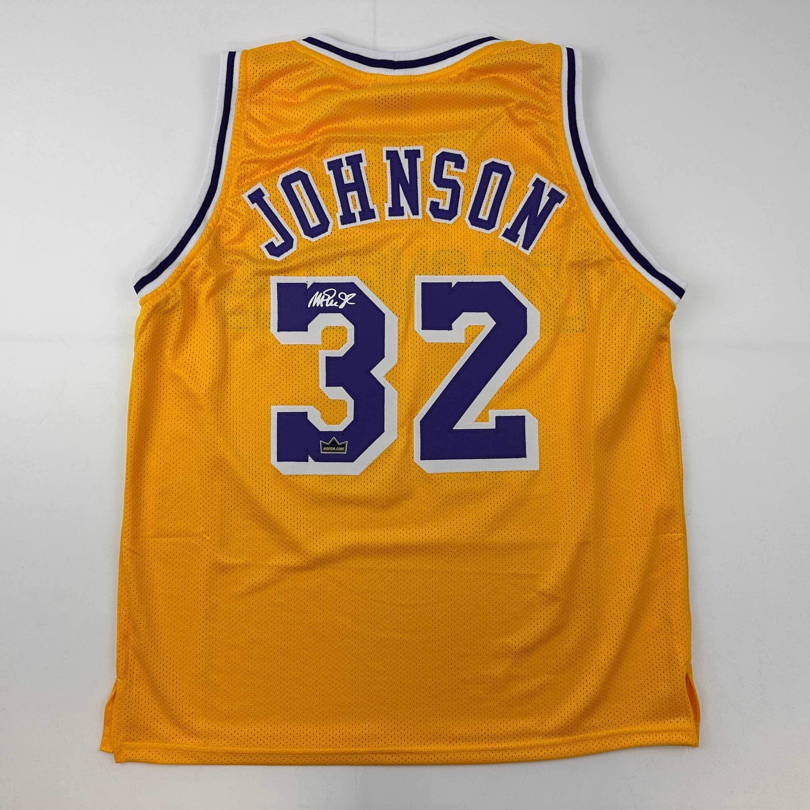 Facsimile Autographed Earvin Magic Johnson Los Angeles LA Yellow Auto Jersey XL