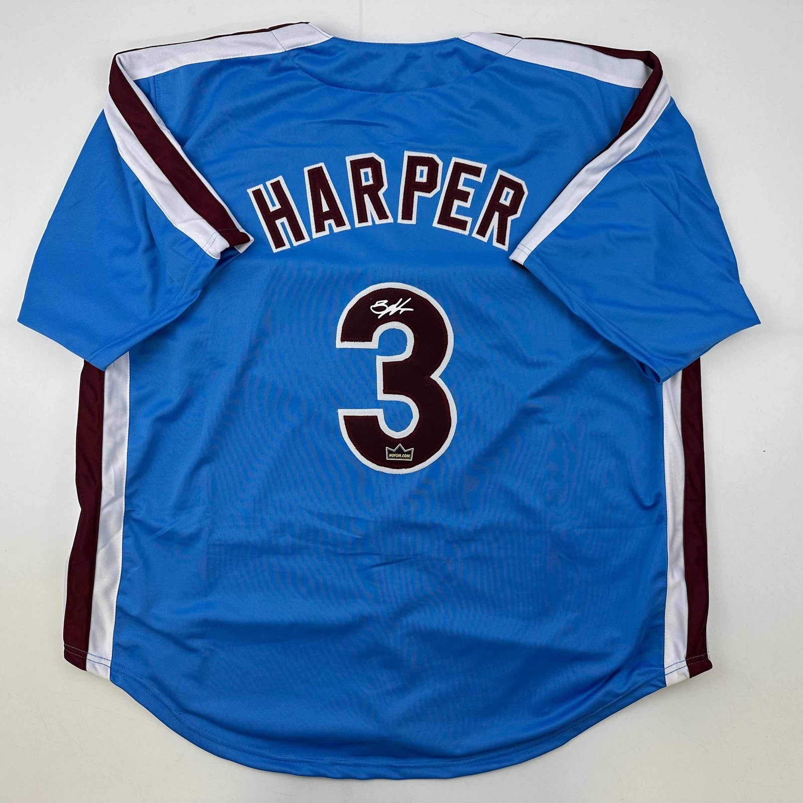 Facsimile Autographed Bryce Harper Philadelphia Blue Reprint Auto Jersey XL