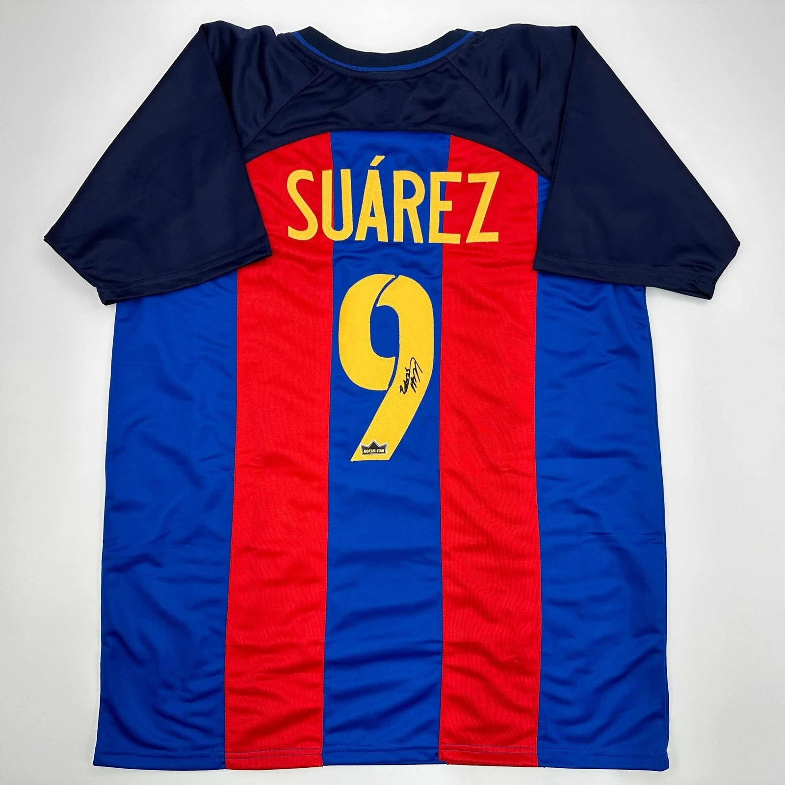 Facsimile Autographed Luis Suarez FC Barcelona Blue/Red Jersey Men's XL
