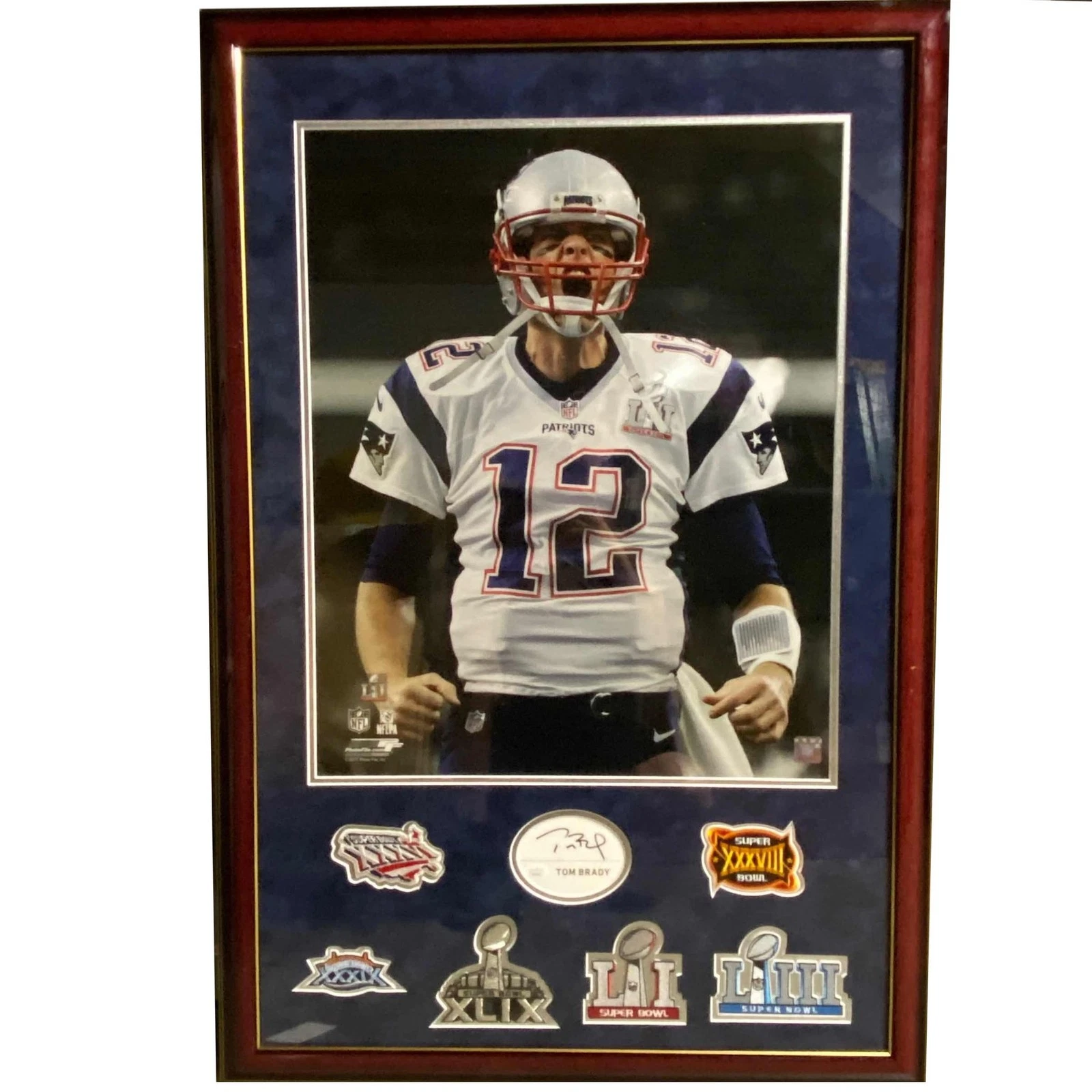 Framed Autoed/Signed Tom Brady Patriots Signature Cut Index Card JSA LOA