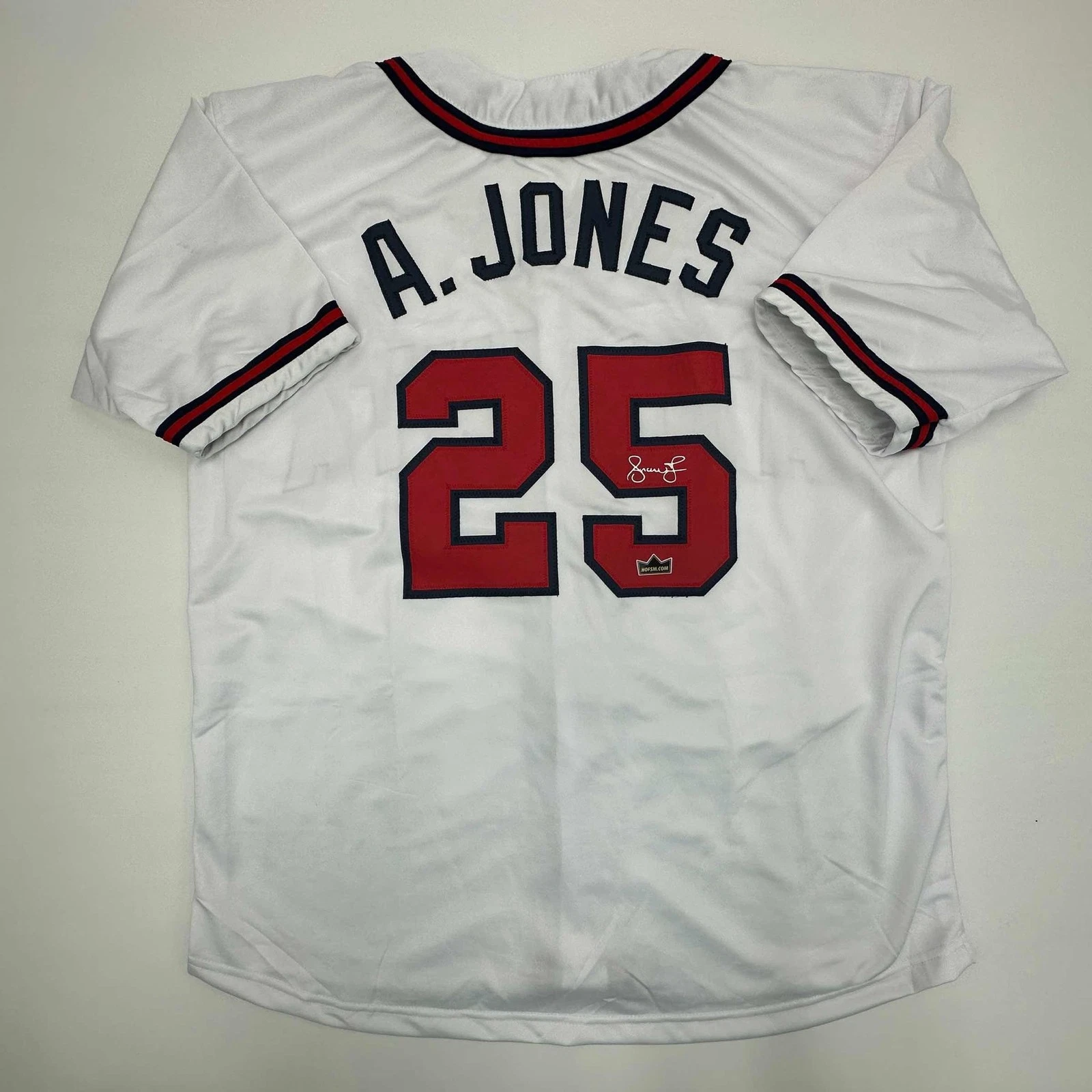Facsimile Autographed Andruw Jones Atlanta White Jersey Size Men's XL