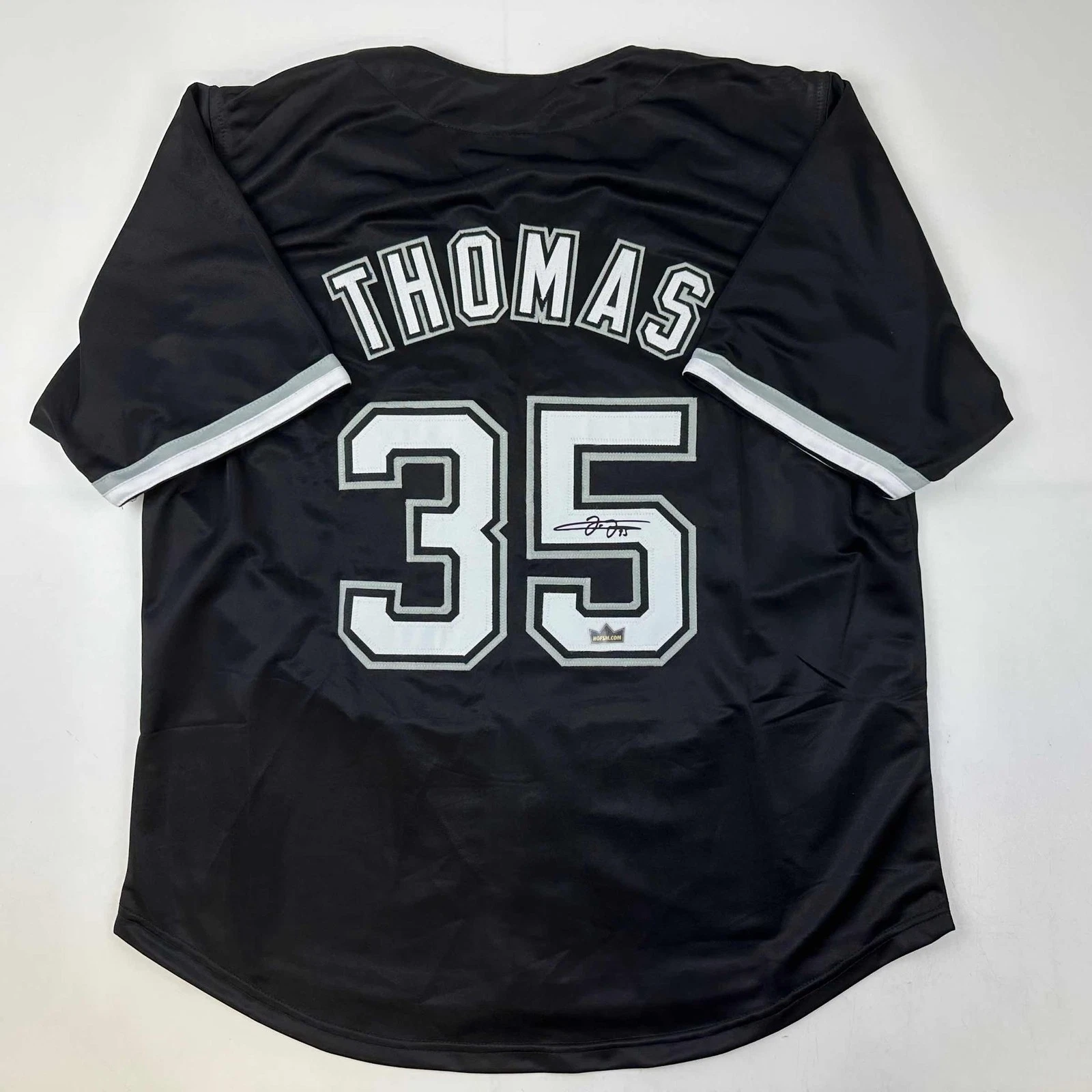 Facsimile Autographed Frank Thomas Chicago Black Jersey Size Men's XL