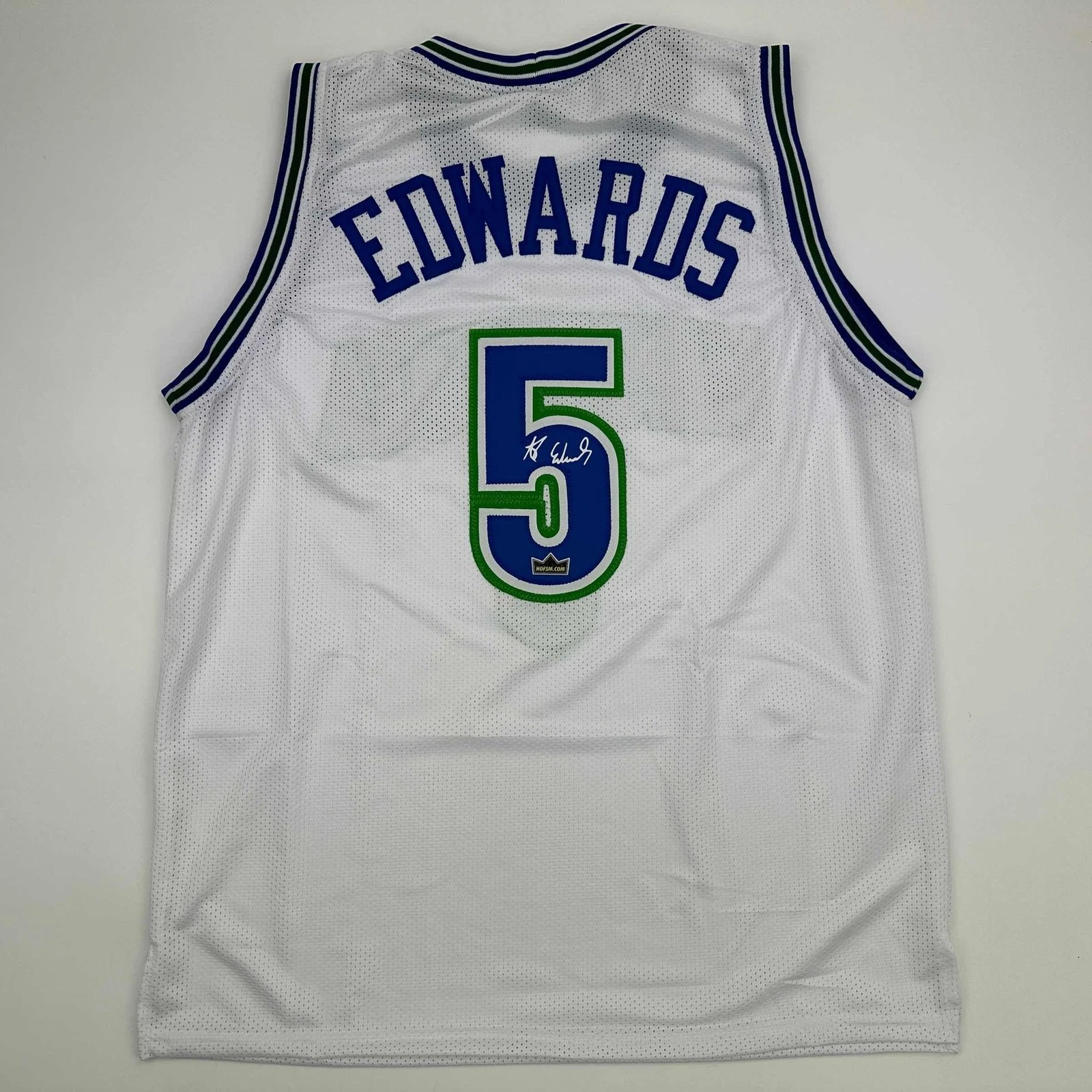 Facsimile Autographed Anthony Edwards Minnesota White Jersey Men's XL