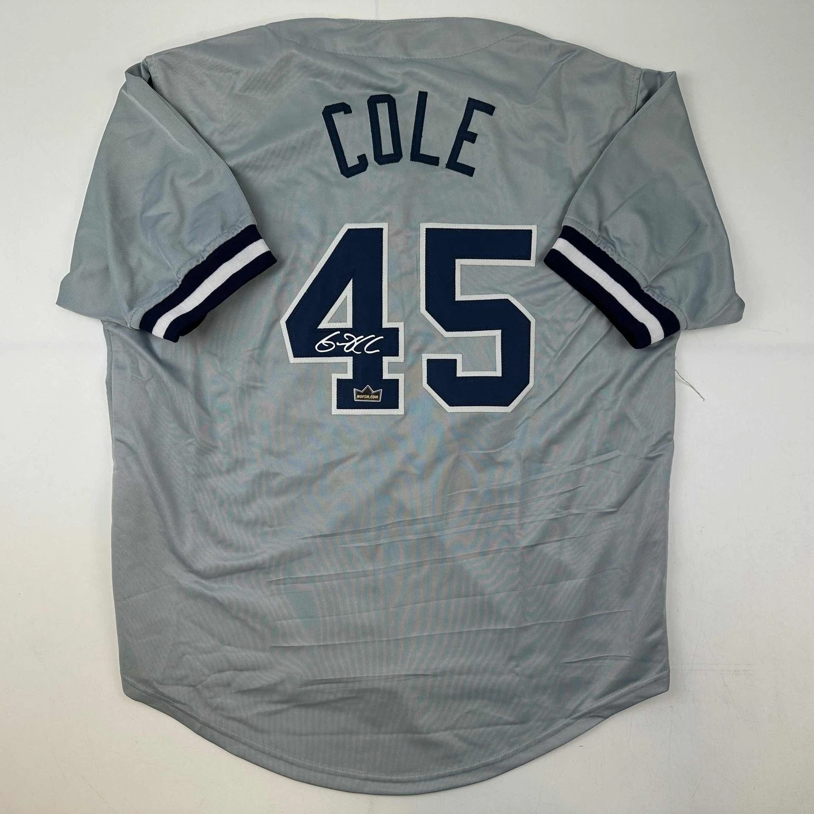Facsimile Autographed Gerrit Cole New York Grey Jersey Size Men's XL