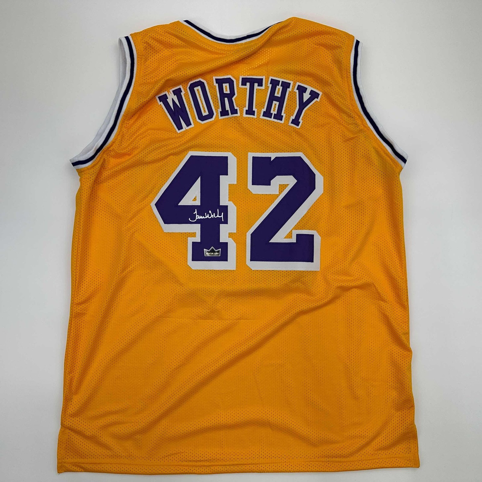 Facsimile Autographed James Worthy Los Angeles LA Yellow Jersey Men's XL