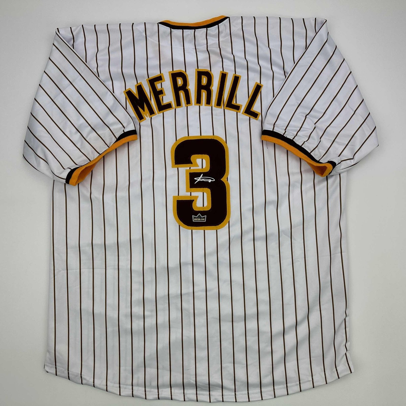 Facsimile Autographed Jackson Merrill San Diego Pinstripe Jersey Mens XL