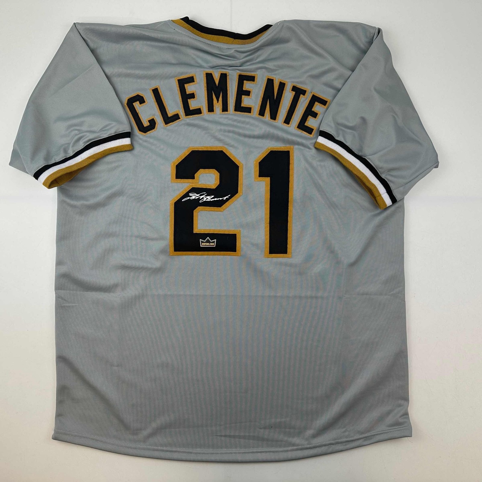 Facsimile Autographed Roberto Clemente Pittsburgh Grey Auto Jersey XL