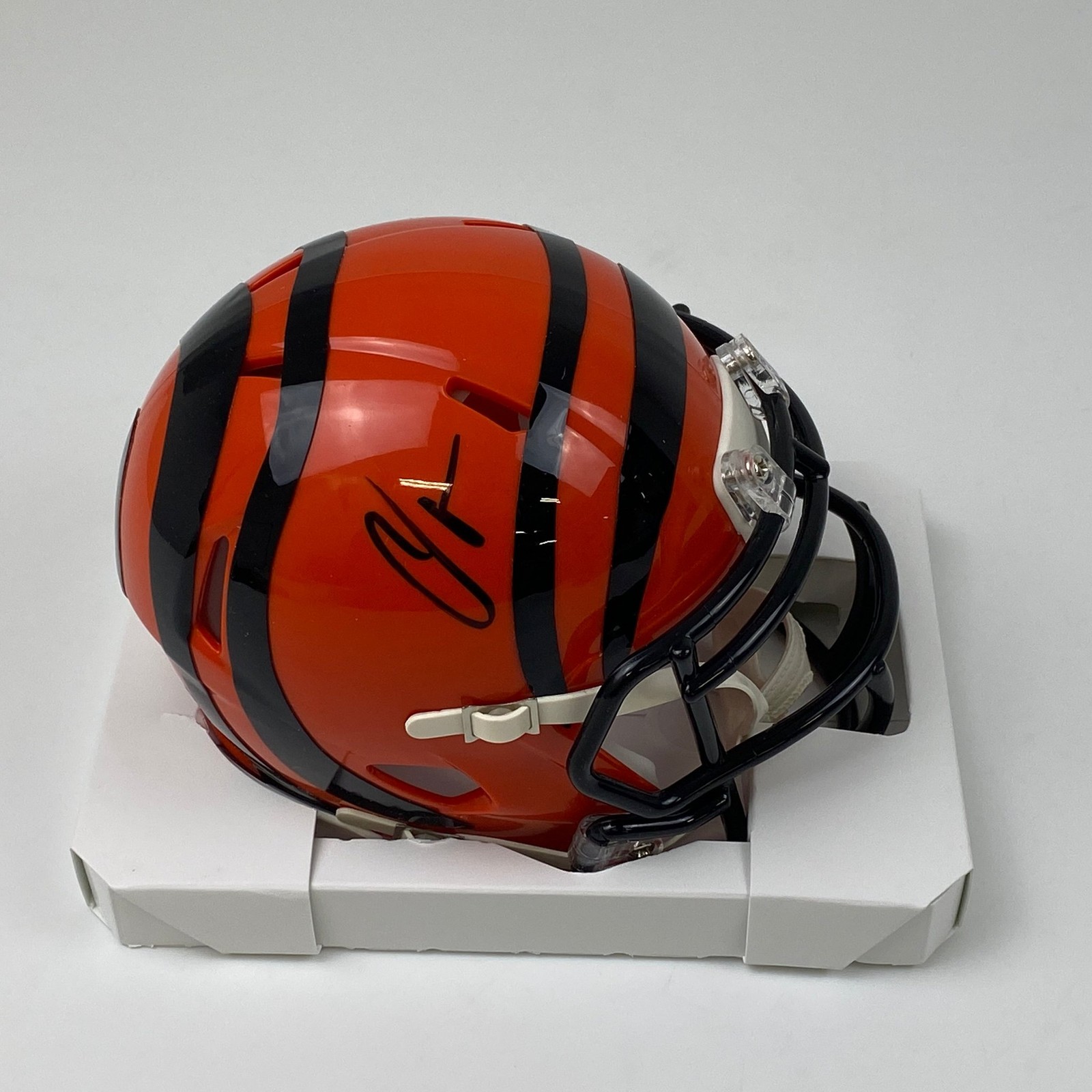 Autographed/Signed Chad Johnson Ochocinco Bengals Mini Helmet BAS COA
