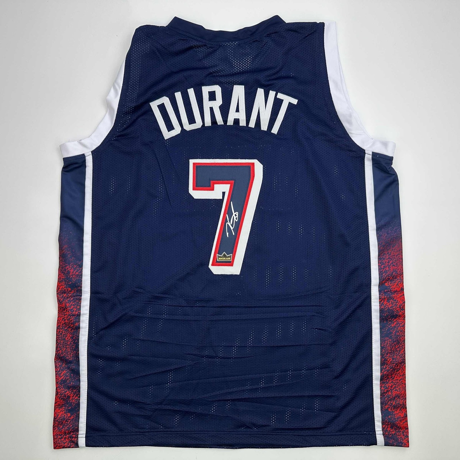 Facsimile Autographed Kevin Durant 2024 Team USA Blue Jersey Size Men's XL