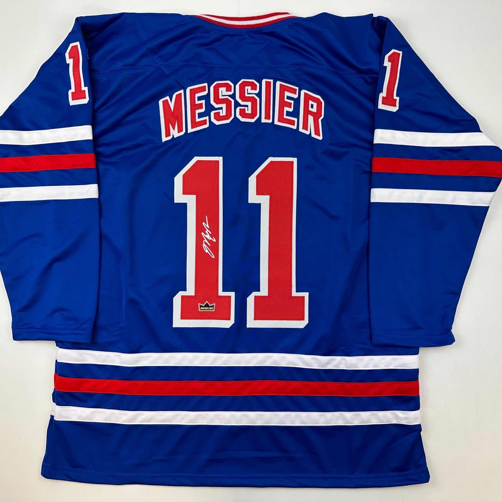 Facsimile Autographed Mark Messier New York Blue Auto Jersey Men's XL