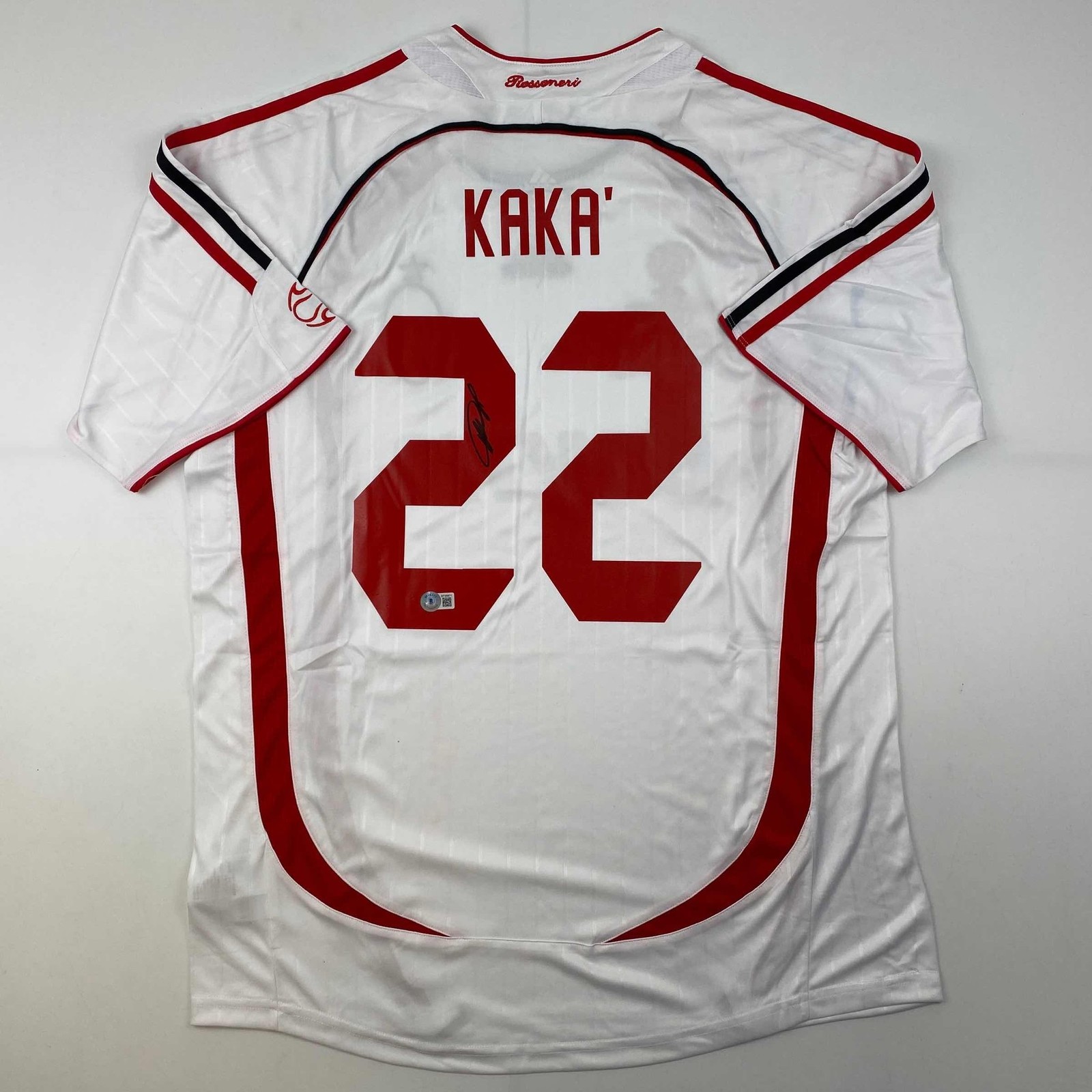 Autographed/Signed Ricardo Kaka AC Milan White Jersey Beckett BAS COA