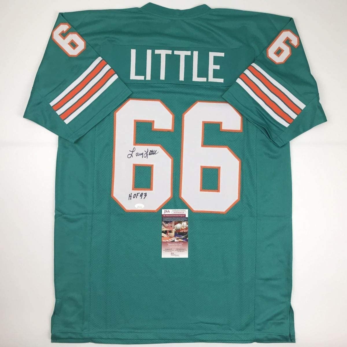 Autographed/Signed LARRY LITTLE HOF 93 Miami Teal Jersey JSA COA Auto