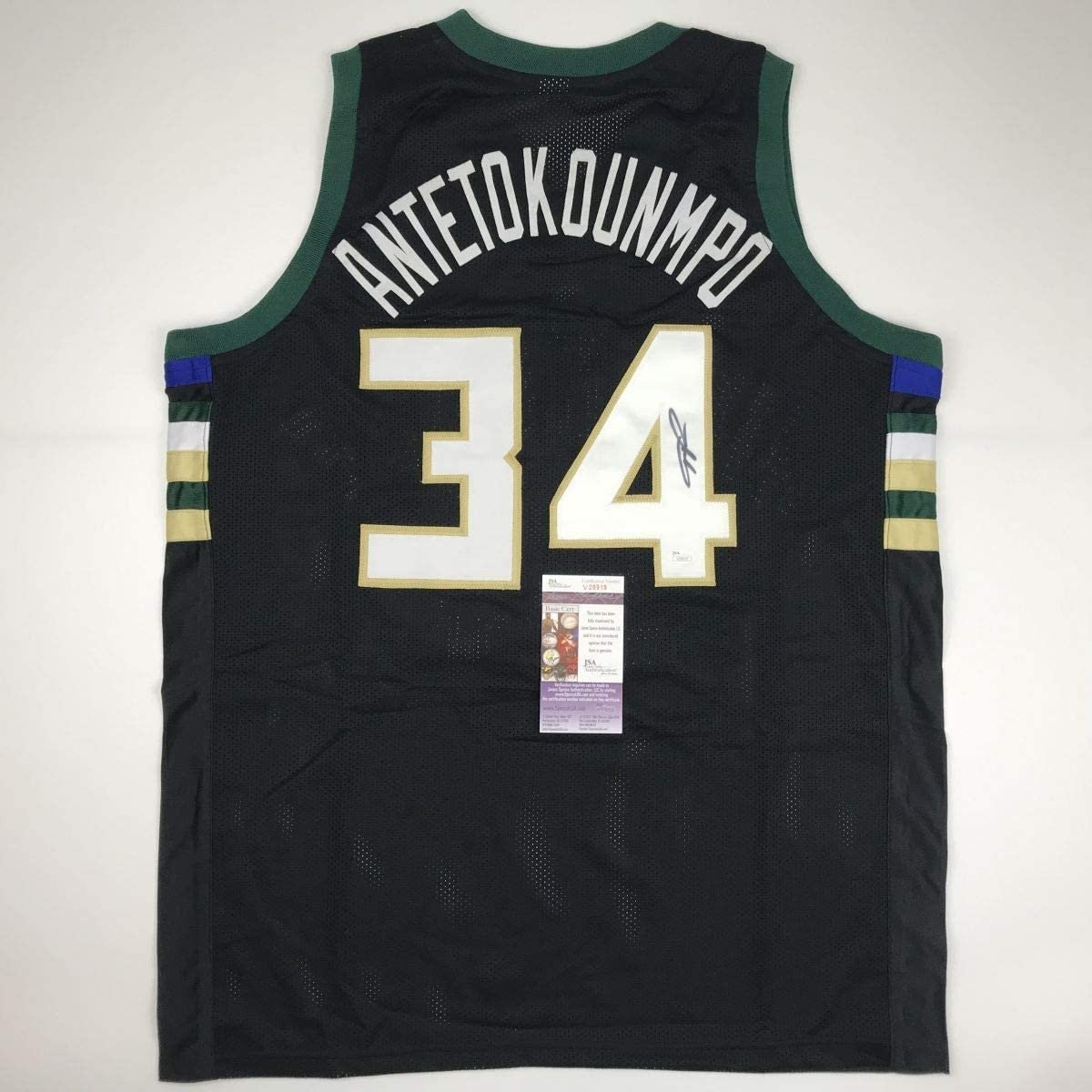 Signed GIANNIS ANTETOKOUNMPO Milwaukee Black Jersey JSA COA Auto