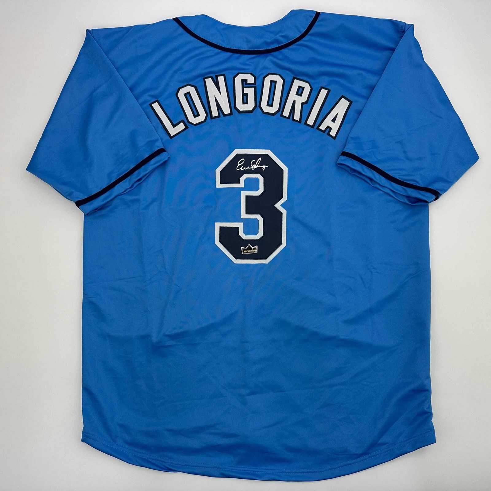 Facsimile Autographed Evan Longoria Tampa Bay Light Blue Jersey Men's XL