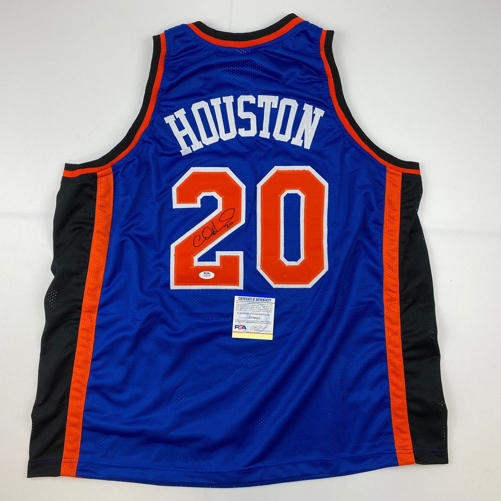 Autographed/Signed Allan Houston New York Blue Jersey PSA/DNA COA