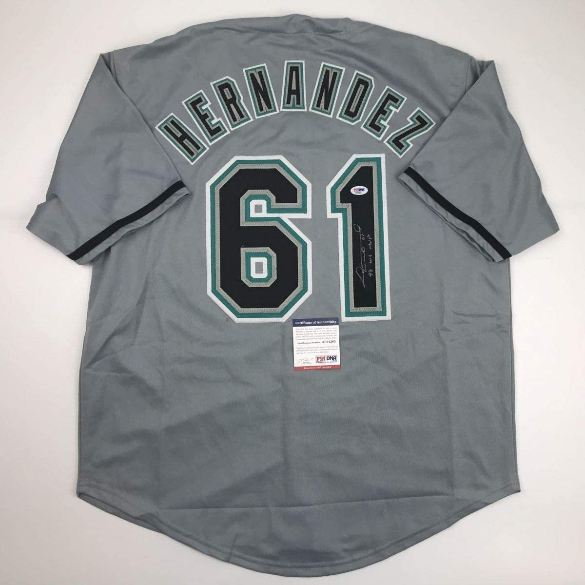 Autographed/Signed LIVAN HERNANDEZ 97 WS MVP Florida Grey Jersey PSA COA