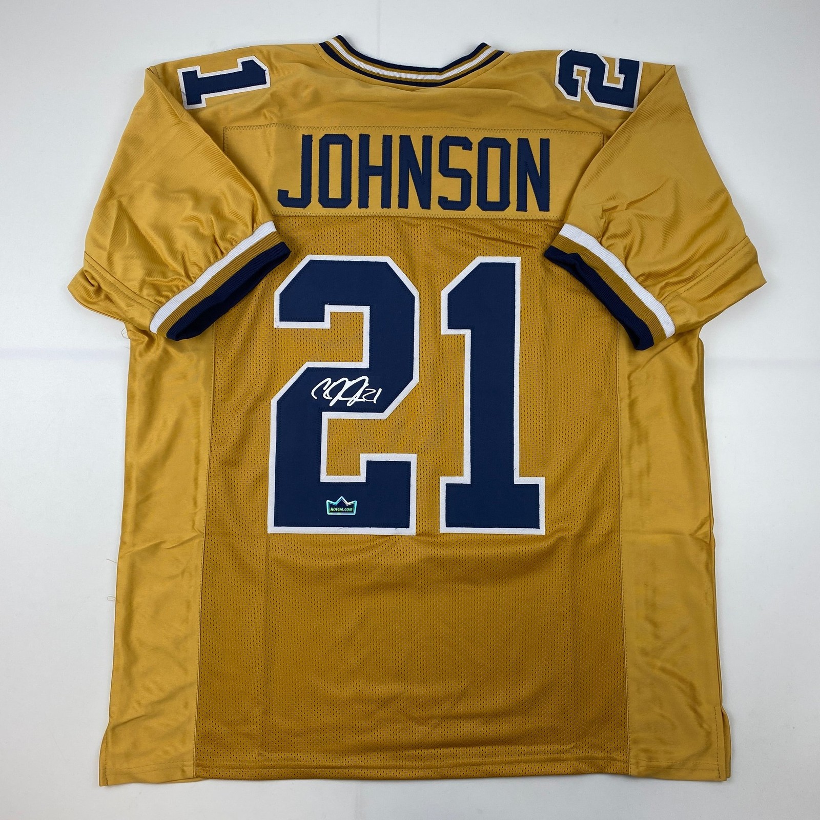 Facsimile Autographed Calvin Johnson Georgia Tech Gold Jersey Men's XL