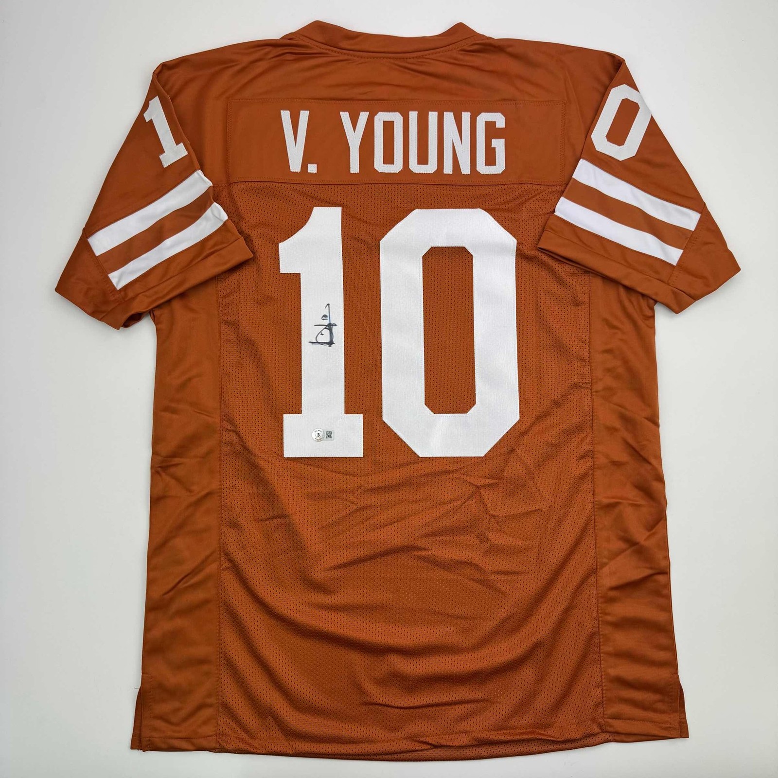 Autographed/Signed VINCE YOUNG Texas Orange College Jersey JSA COA Auto