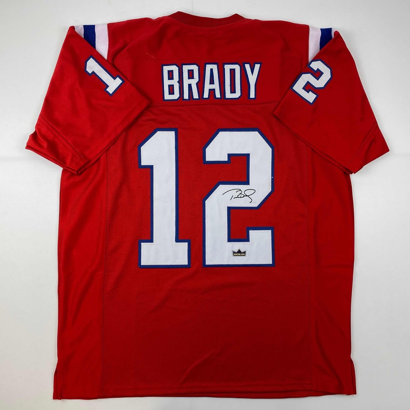 Facsimile Autographed Tom Brady New England Red Jersey Size Men's XL