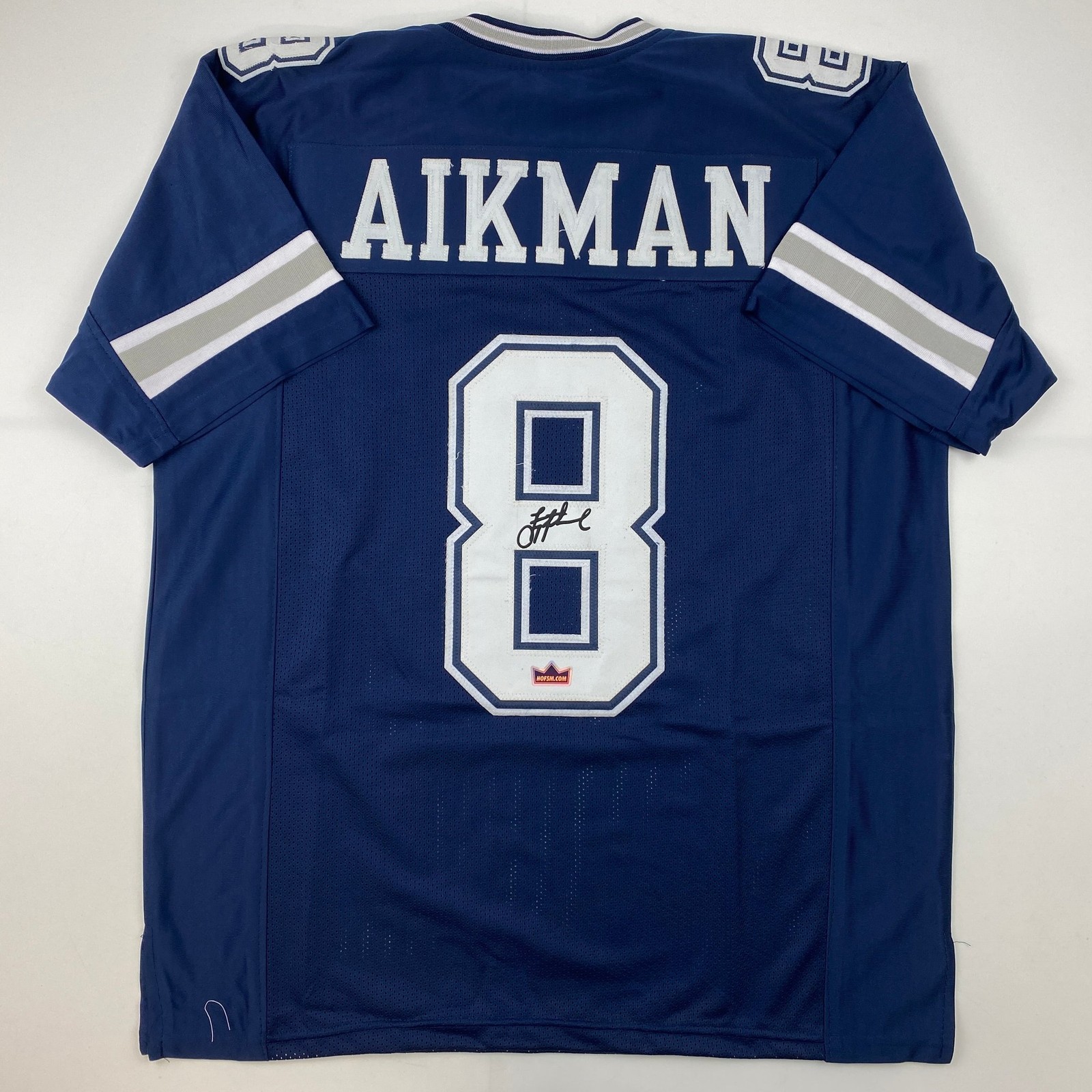 Facsimile Autographed Troy Aikman Dallas Blue Reprint Jersey Size Men's XL
