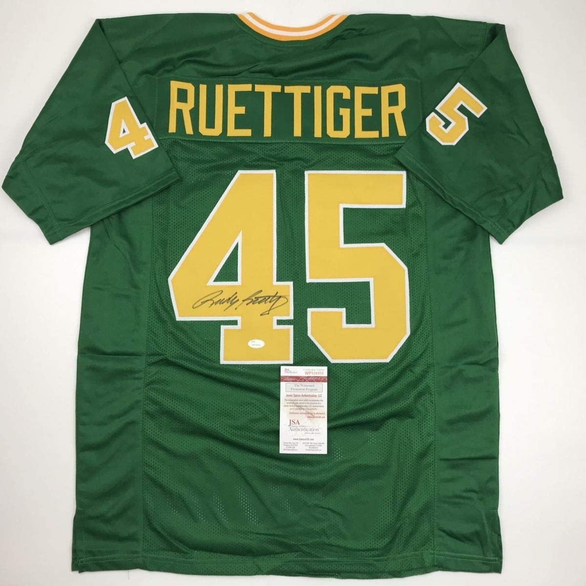 Autographed/Signed RUDY RUETTIGER Notre Dame Irish Green Jersey JSA COA