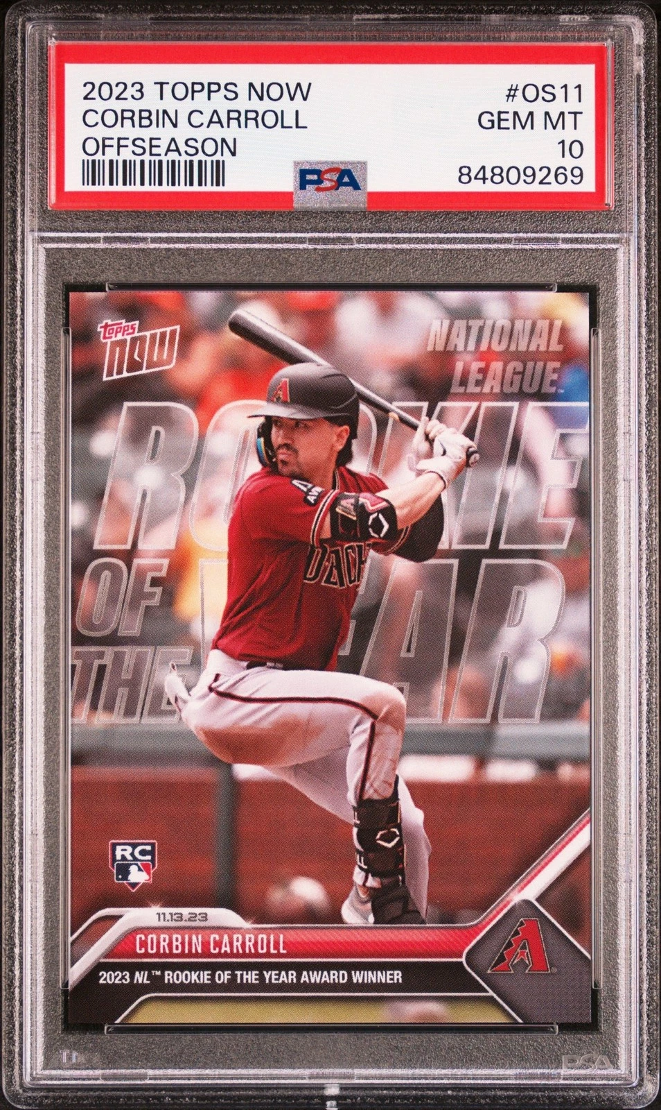Graded 2023 Topps Now Corbin Carroll #OS11 Offseason Rookie Card PSA 10