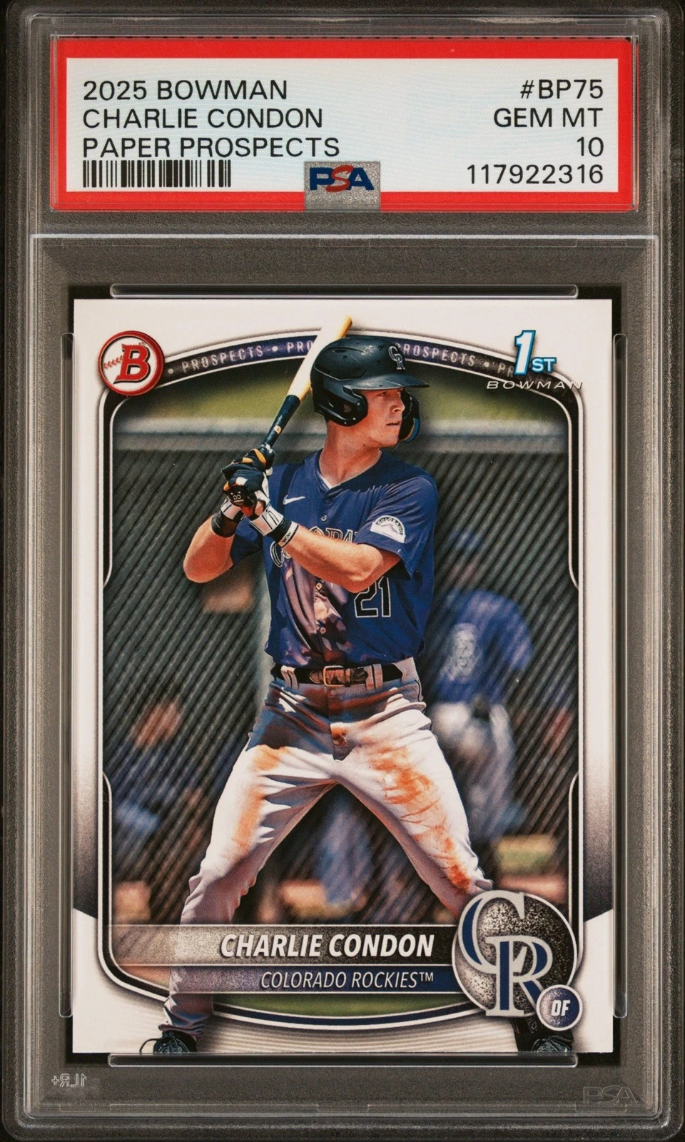 Graded 2025 Topps Bowman Charlie Condon #BP75 Paper Rookie Card PSA 10