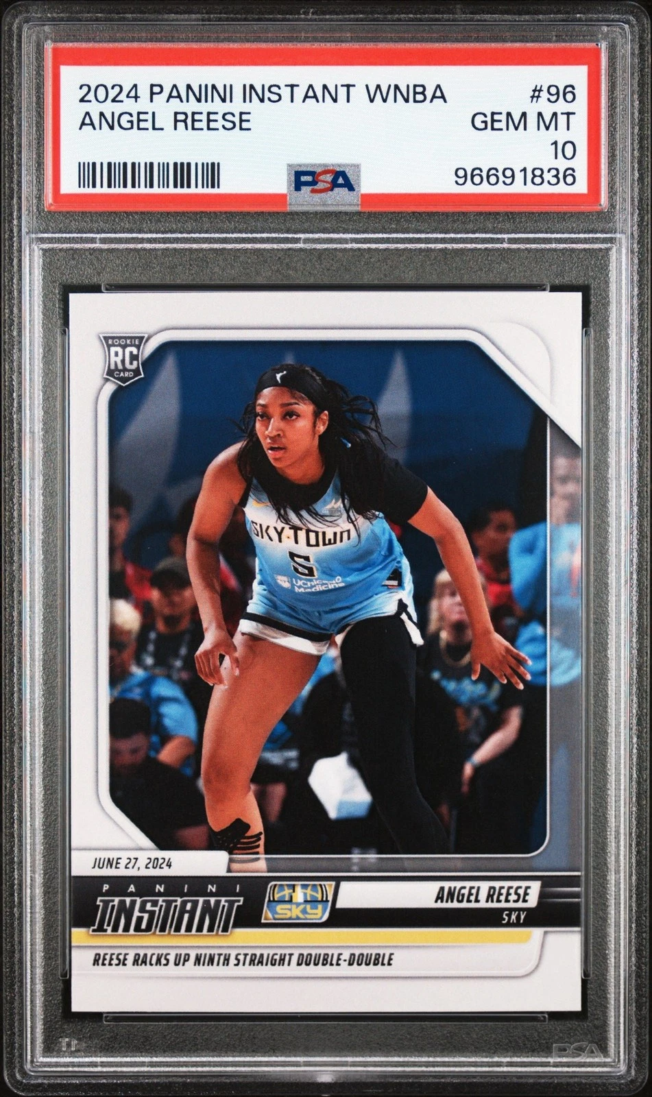 Graded 2024 Panini Instant WNBA Angel Reese #96 Rookie RC Card PSA 10