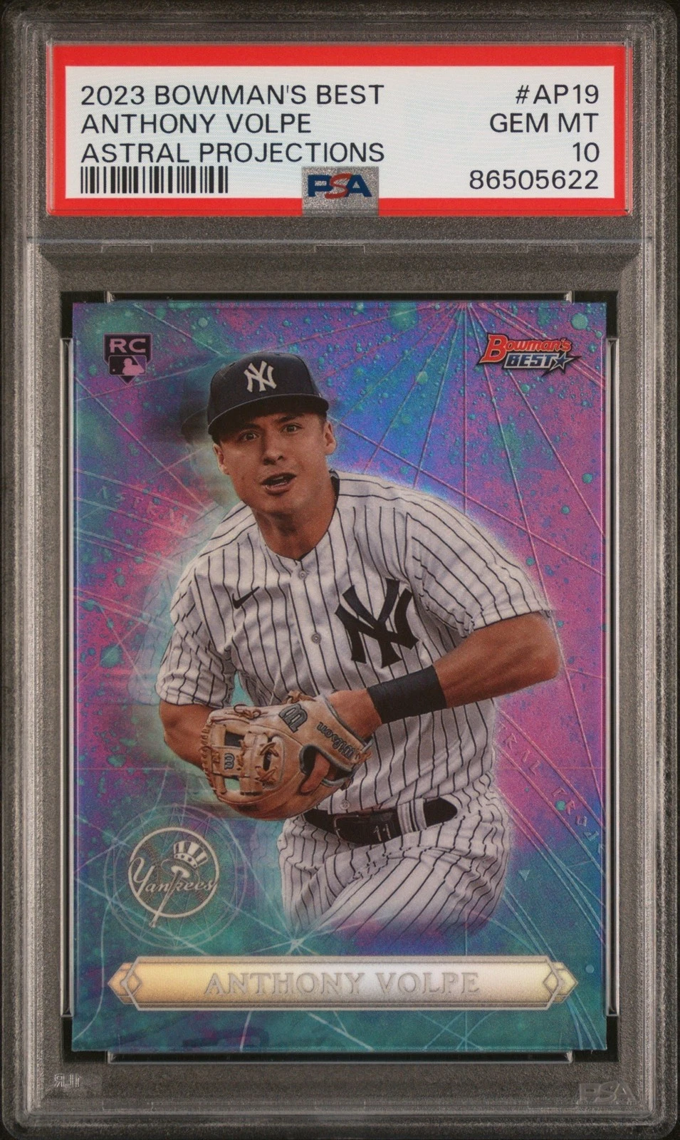 Graded 2023 Bowmans Best Anthony Volpe #AP19 Astral Proj RC Card PSA 10