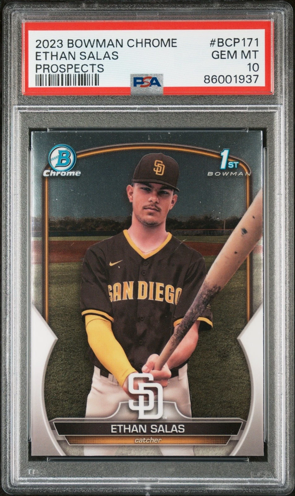 Graded 2023 Bowman Chrome Ethan Salas #BCP171 Prospects RC Card PSA 10