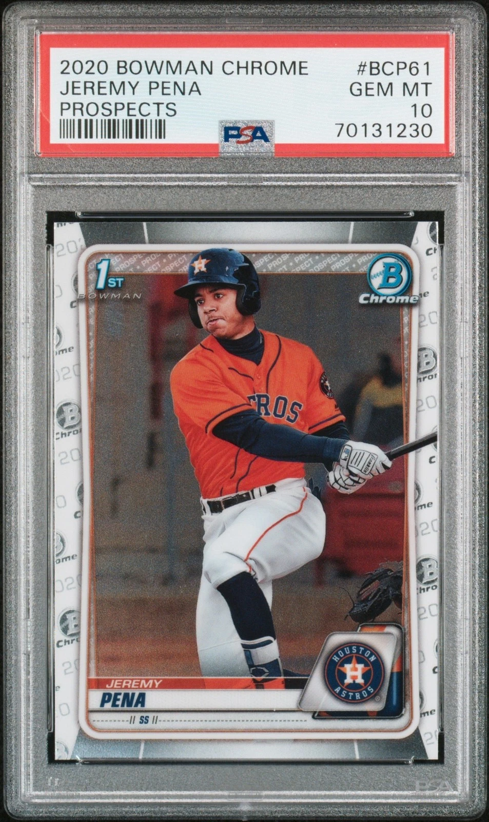 Graded 2020 Bowman Chrome Jeremy Pena #BCP61 Prospects RC Card PSA 10