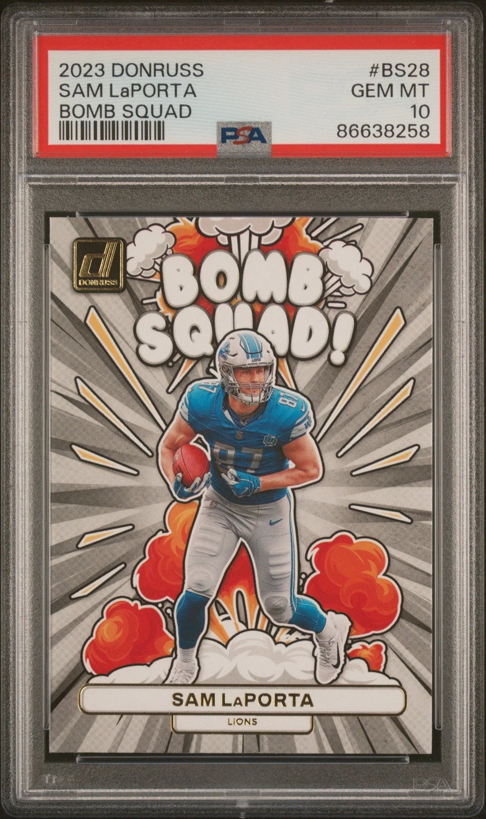 Graded 2023 Donruss Sam LaPorta #BS28 Bomb Squad Rookie RC Card PSA 10