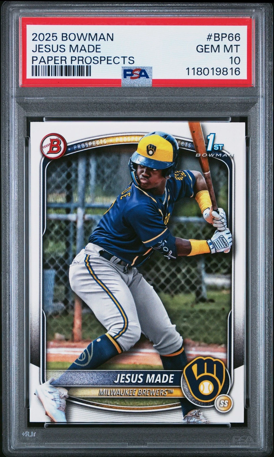 Graded 2025 Topps Bowman Jesus Made #BP66 Paper Rookie RC Card PSA 10