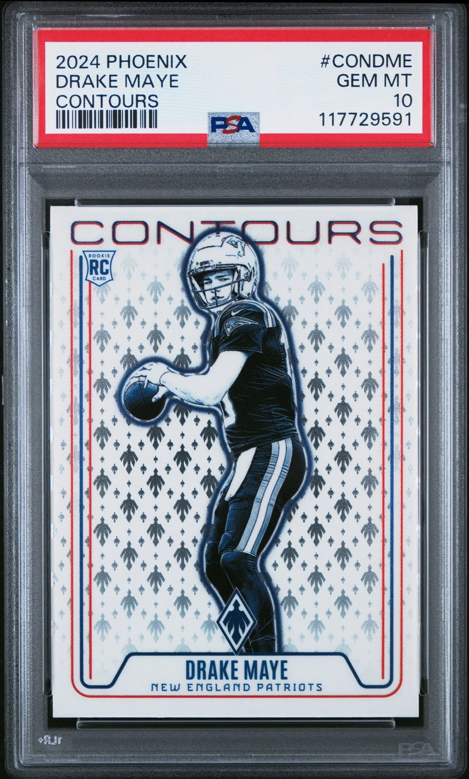 Graded 2024 Panini Phoenix Drake Maye #CONDME Contours RC Card PSA 10