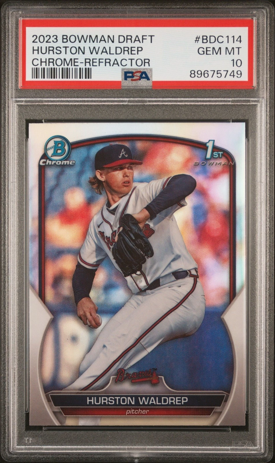 Graded 2023 Bowman Draft Hurston Waldrep #BDC114 Chrome REF Card PSA 10