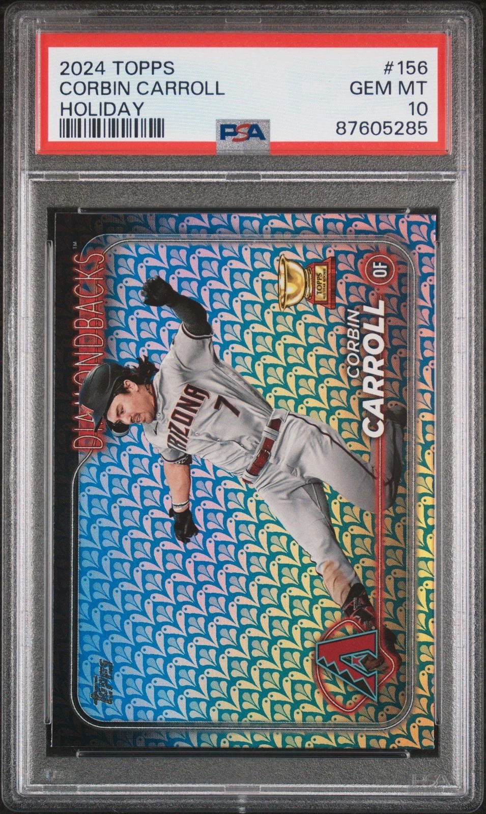 Graded 2024 Topps Corbin Carroll #156 Holiday Gold Cup Card PSA 10 Gem