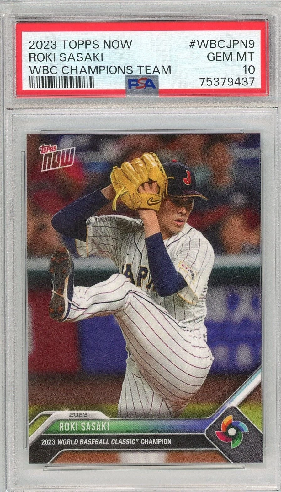 Graded 2023 Topps Now Roki Sasaki #WBCJPN9 Champions Team Card PSA 10