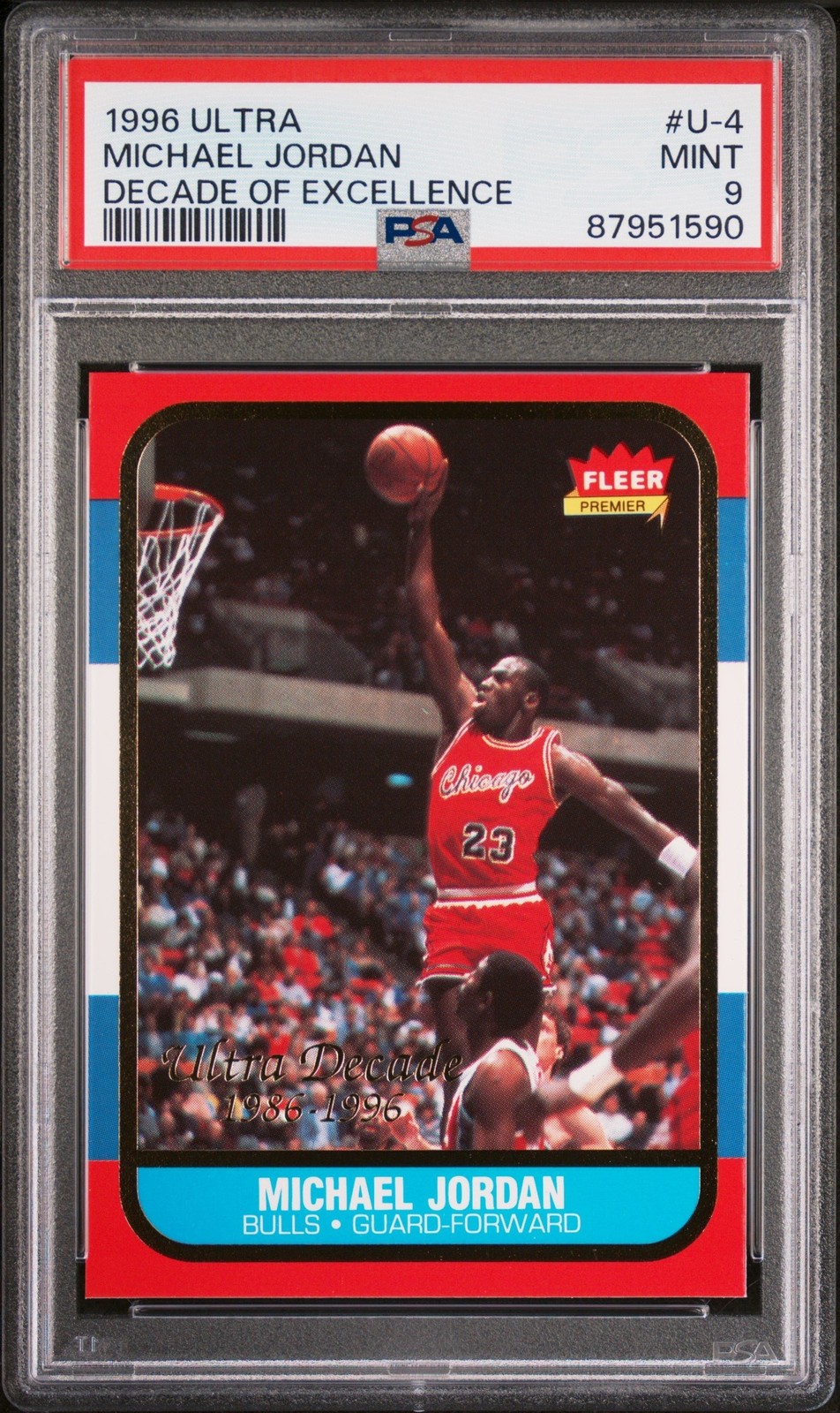 Graded 1996 Ultra Michael Jordan #U4 DOE Rookie Reprint Card PSA 9