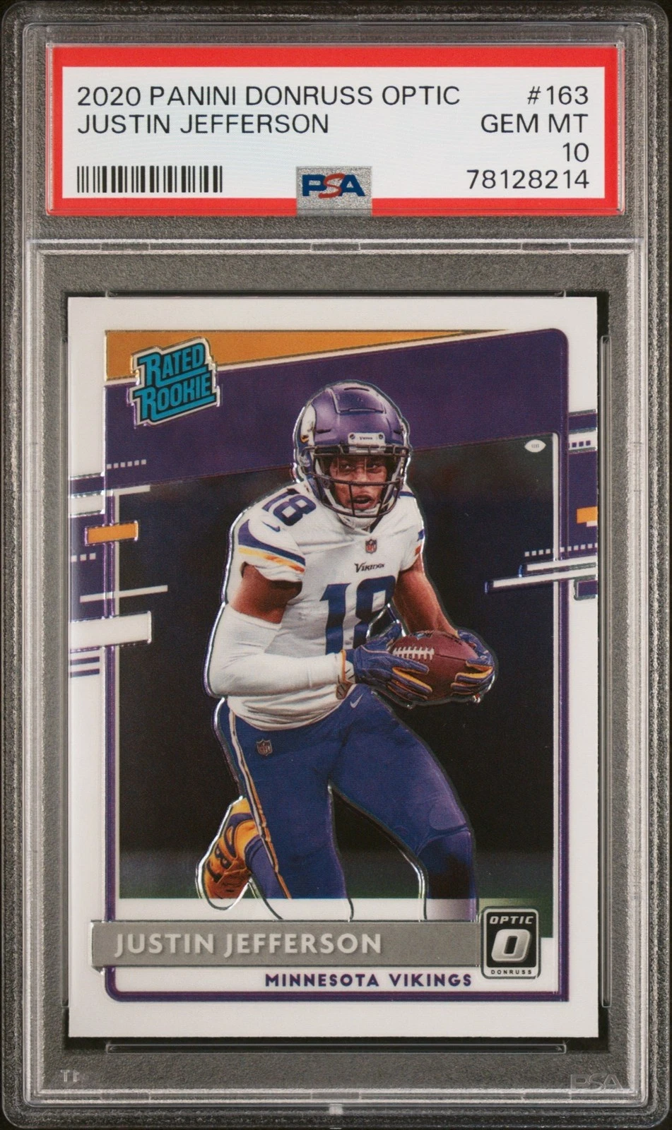 Graded 2020 Panini Donruss Optic Justin Jefferson #163 RC Card PSA 10