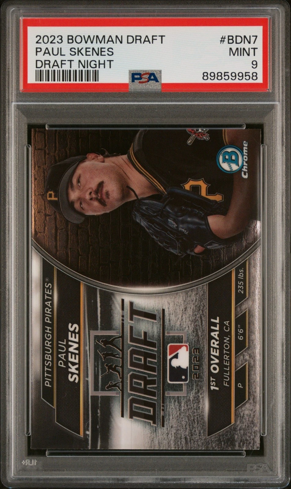 Graded 2023 Topps Bowman Draft Paul Skenes #BDN7 Draft Night Card PSA 9