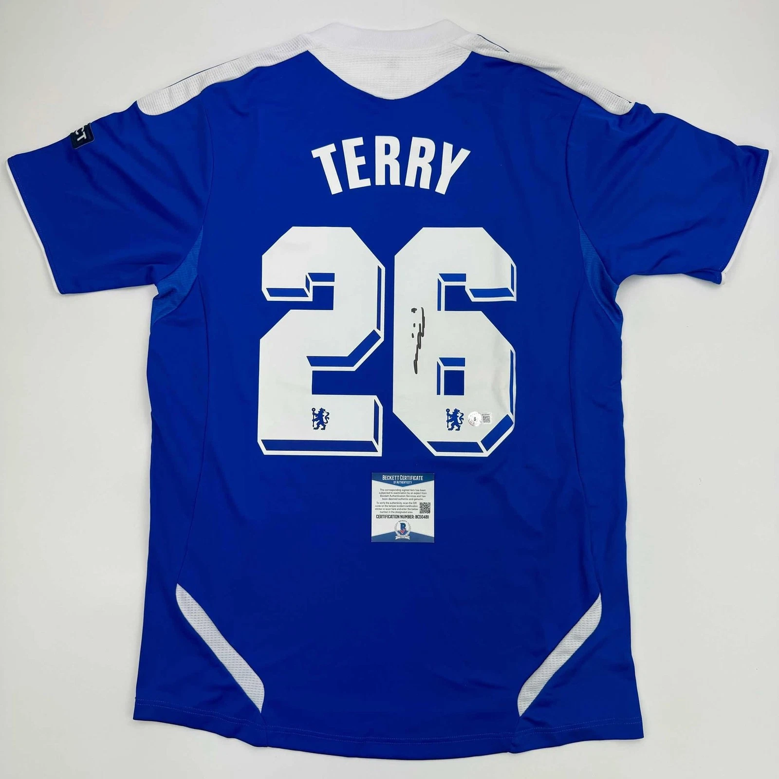 Autographed/Signed John Terry Chelsea FC 2012 Final Blue Jersey BAS COA