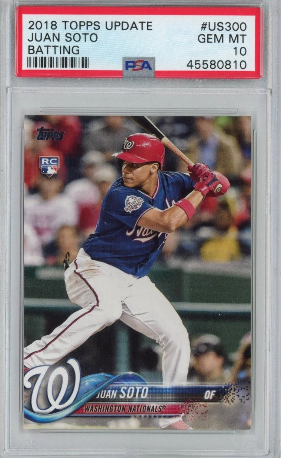 Graded 2018 Topps Update Juan Soto #US300 Batting Rookie RC Card PSA 10