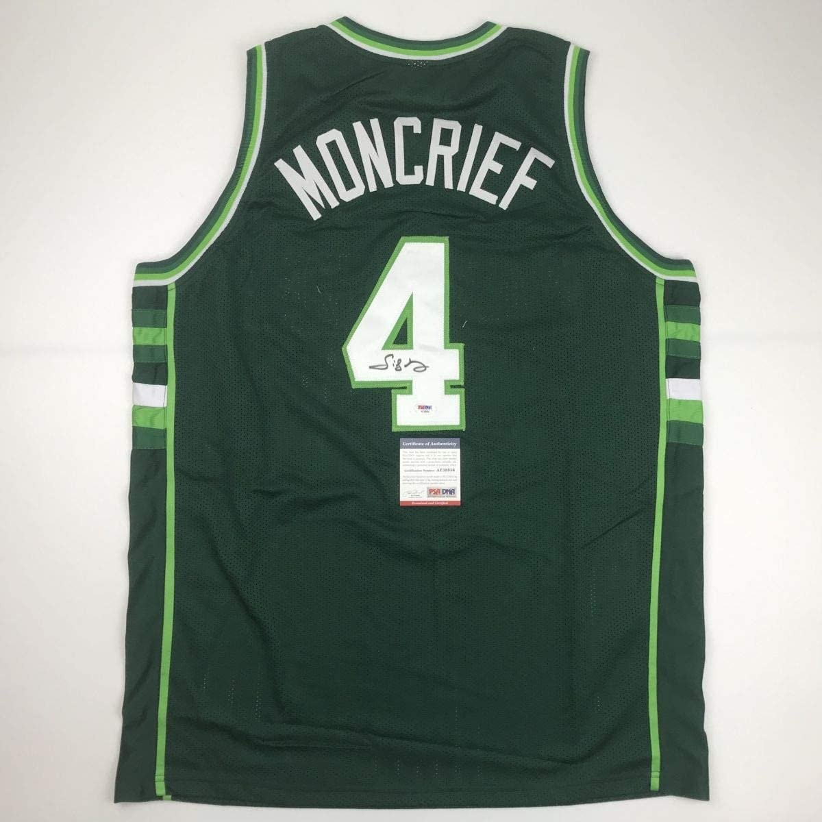 Signed SIDNEY MONCRIEF Milwaukee Green/White Jersey PSA COA Auto