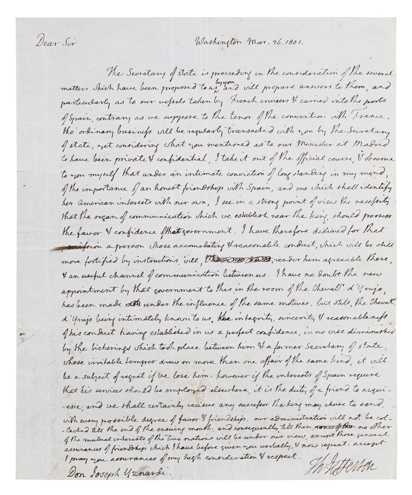 Thomas Jefferson Authentic Signed 8.25x10 1783 Handwritten Letter BAS #AG010015