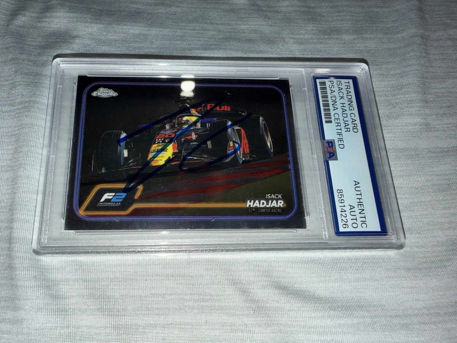 Isack Hadjar Signed 2024 Topps Chrome F3 Card #113 F1 Future Star PSA/DNA